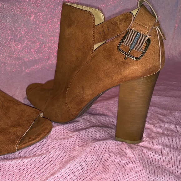 Cognac peep toe booties! - Picture 2 of 4